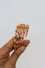 Set of 4 Ruby White Bangles