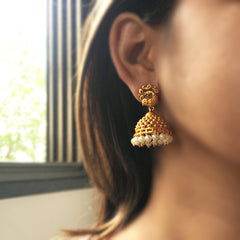 Peacock Matte Dots Jhumka