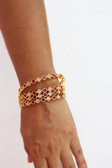 Set of 4 Ruby White Bangles