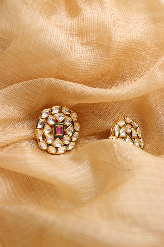 Rings | Goldan Big Size Kundan Micro Adjustable Ring | Freeup