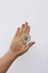 Big Kundan Statement Finger Ring