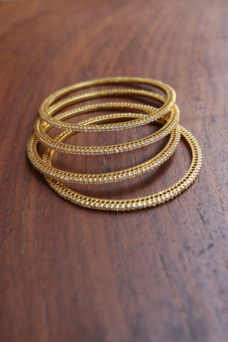 Thin White Stone Set of 4 Bangles