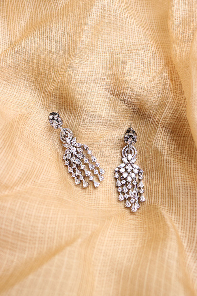 Goddess Lakshmi Black metal / Silver plating CZ stone Earrings – Simpliful  Jewelry