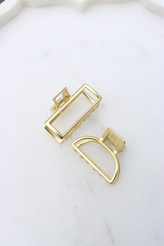 Set of 2 Gold Matte Claw Clips