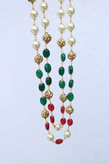 Ruby Green Pearl Two layer Nakshi Maala